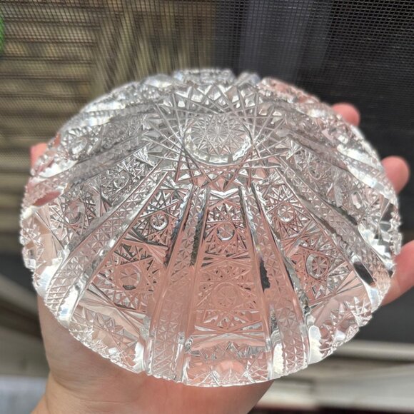 Vintage Bohemia Czechoslovakia Hand Cut Crystal Decorative Bowl - Picture 3 of 8